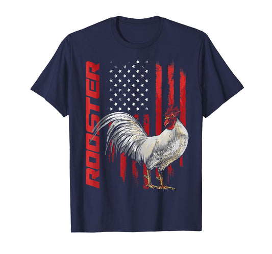 Rooster Chicken American Flag USA Fighting Cock T-Shirt
