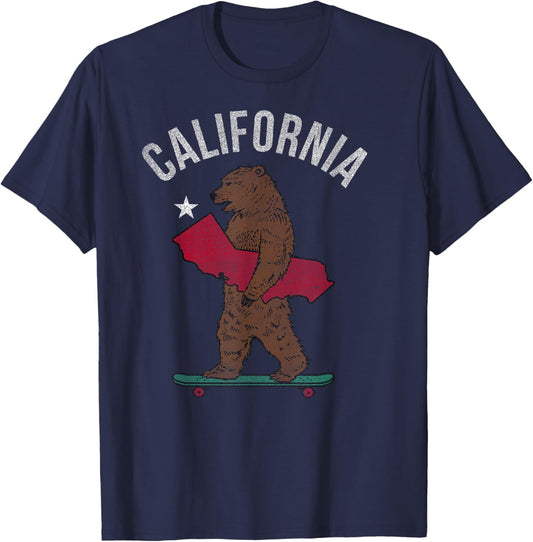 California Bear Skateboard Holding The State T-Shirt