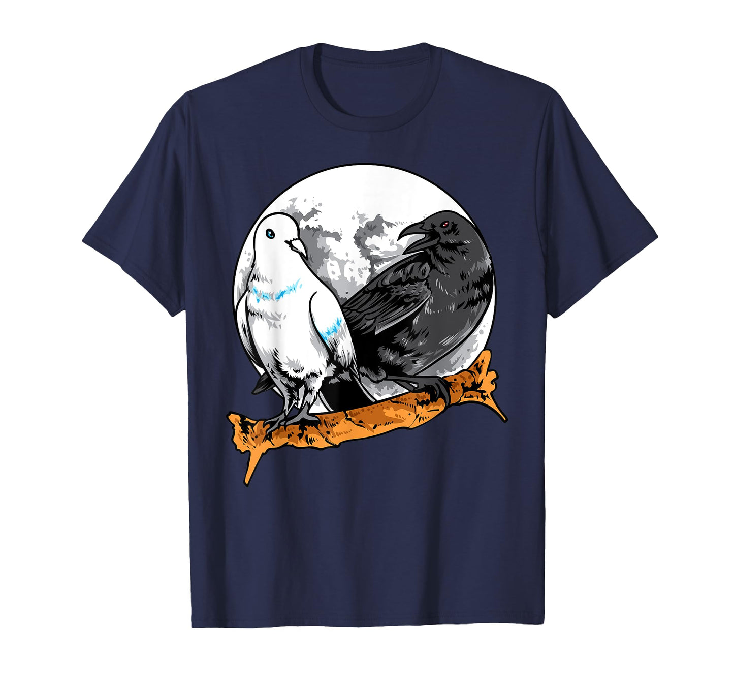 Dove and Crow Ying Yang Raven Birds Spirit Animals Moon T-Shirt