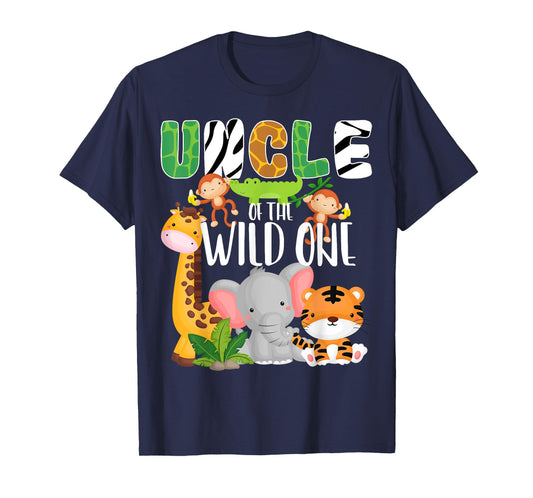 Uncle of the Wild One Zoo Theme Birthday Safari Animals T-Shirt