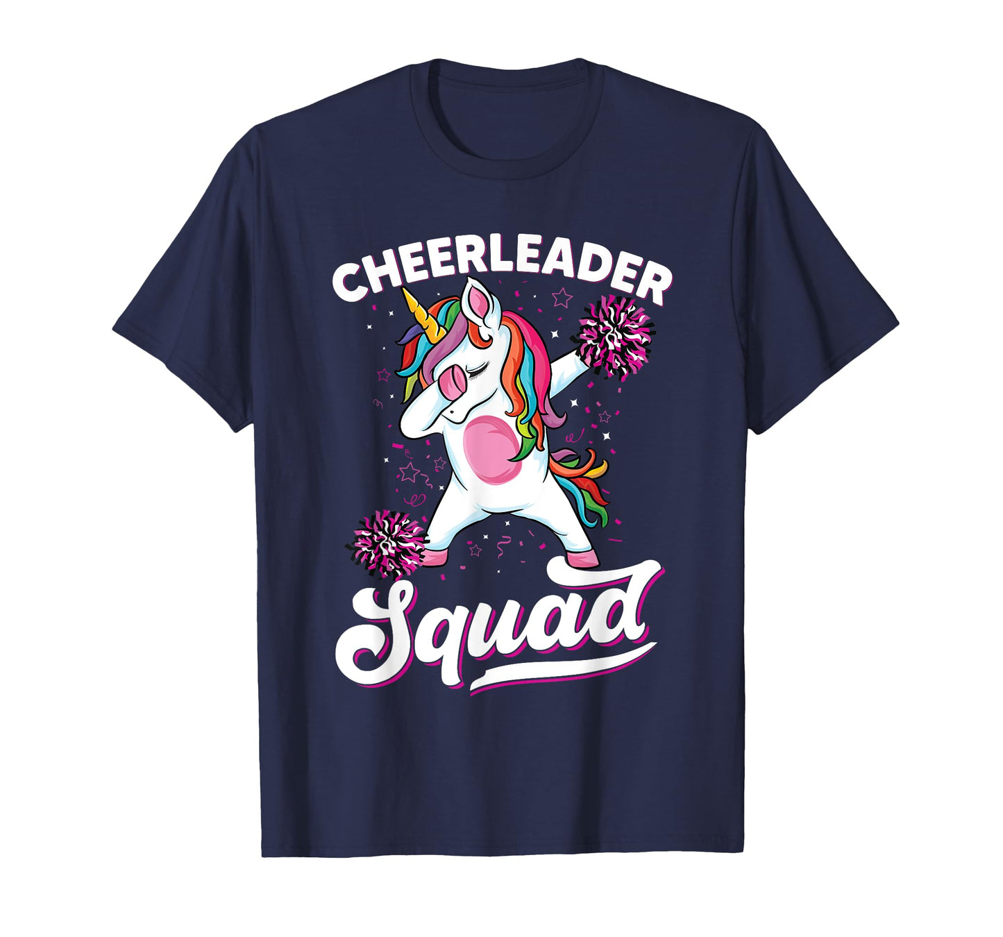 Magical cute dabbing unicorn cheerleader Funny Cheerleading T-Shirt