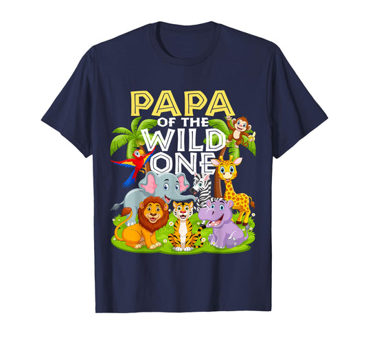 Papa Of The Wild One 1st Birthday Zoo Animal Safari Jungle T-Shirt