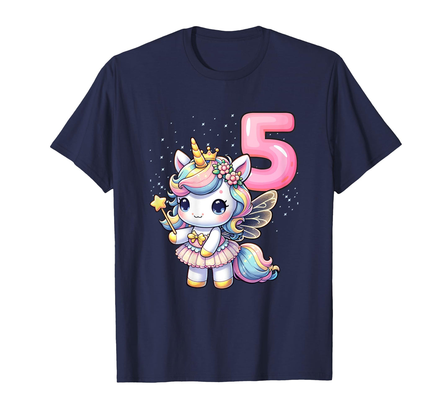 Unicorn Fairy 5th Birthday 5 Year Old Party Girls Outfit T-Shirt