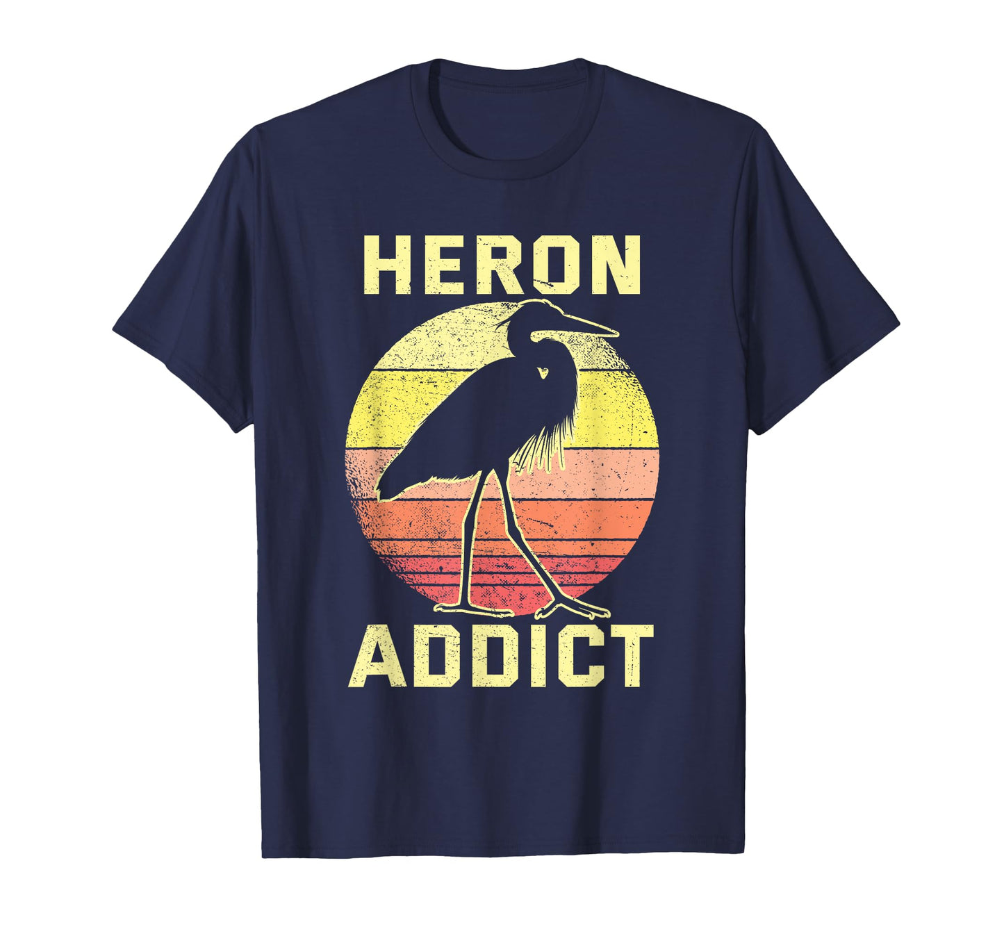 Retro Birding Heron Addict Blue Heron T-Shirt