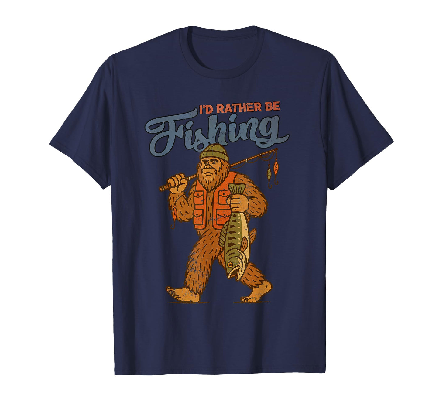 I'd Rather Be Fishing Bigfoot Sasquatch Fishing Men Boys T-Shirt