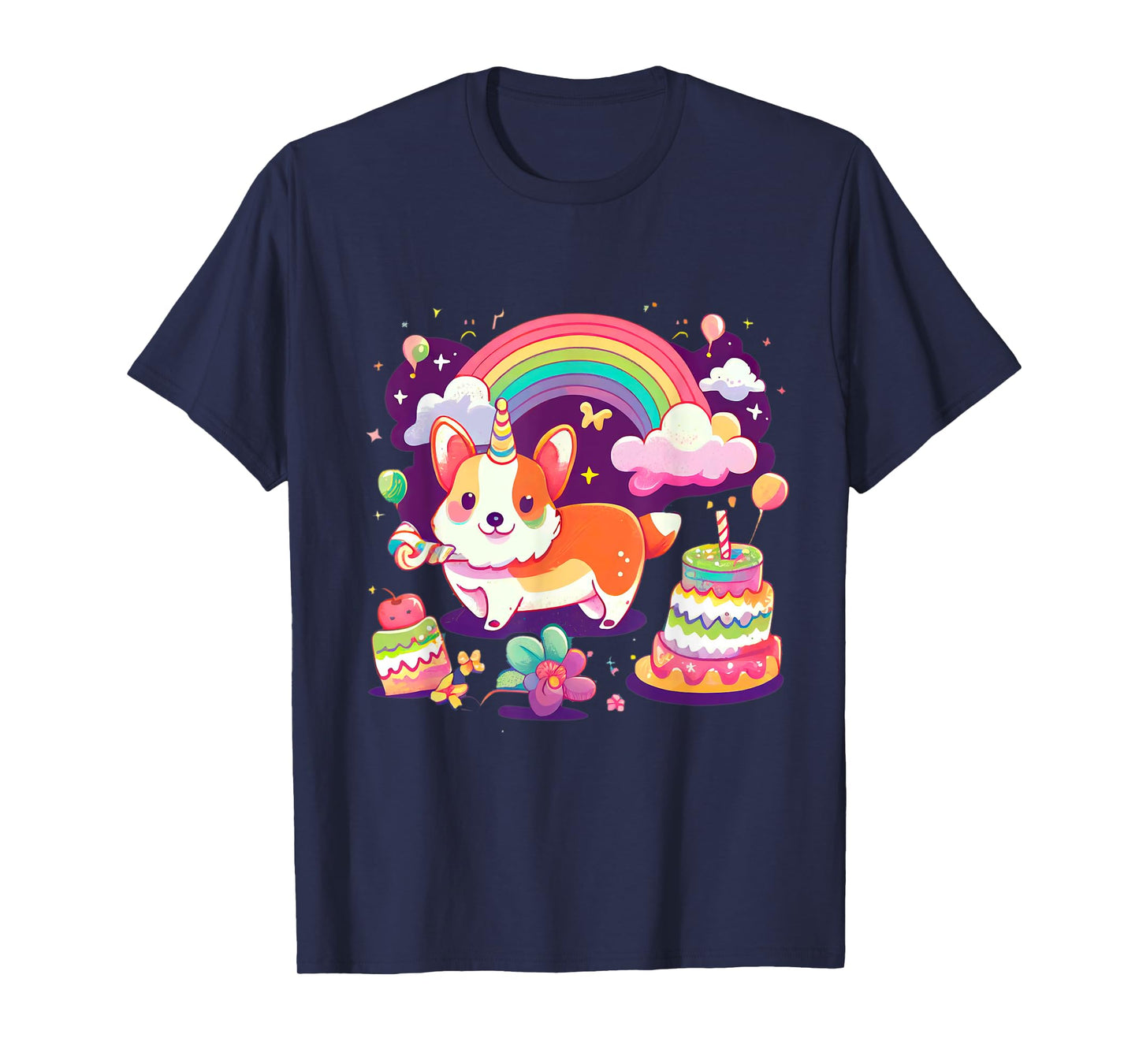 Corgi Unicorn Rainbow Cake T-Shirt
