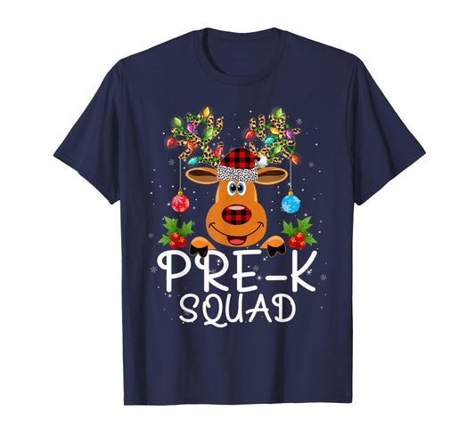 Pre-Kindergarten Squad Teacher Student Reindeer Christmas T-Shirt