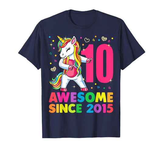 10 Years Old Unicorn Flossing 10th Birthday Girl Gift Party T-Shirt