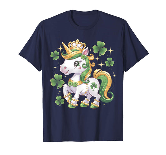 St Patricks Day Toddler Girls Kid Unicorn Shamrock Lepricorn T-Shirt