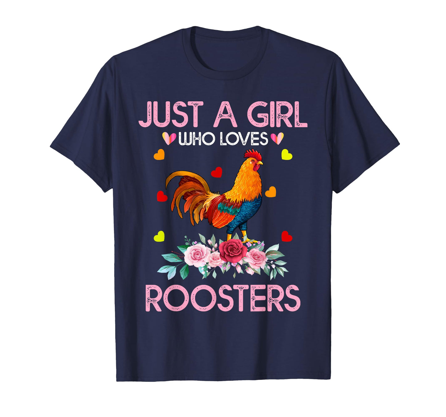 Rooster Tee For Women Kids, Just A Girl Who Loves Roosters T-Shirt