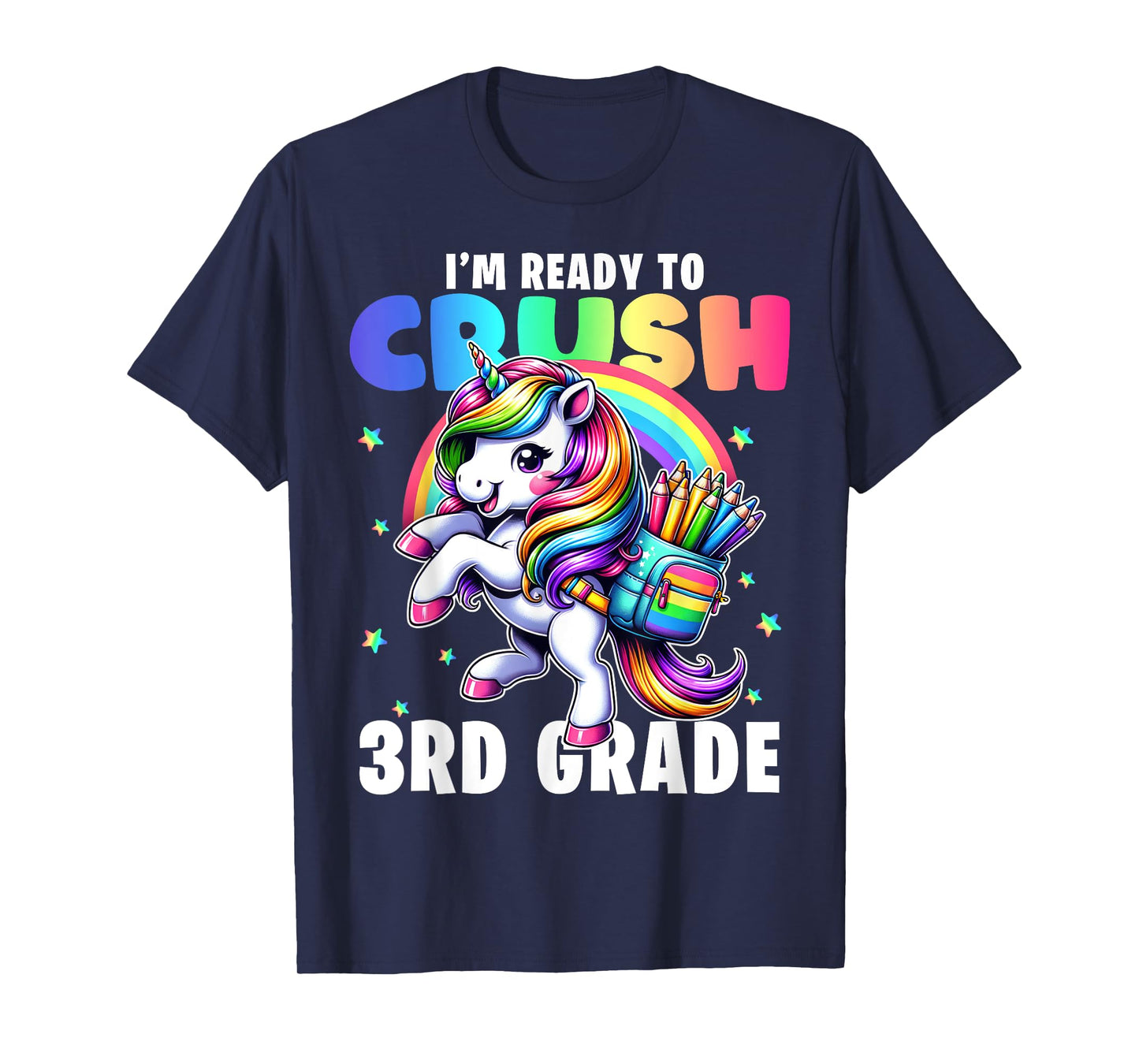 Crush 3rd Grade Girls Back to School Unicorn First Day Cute T-Shirt