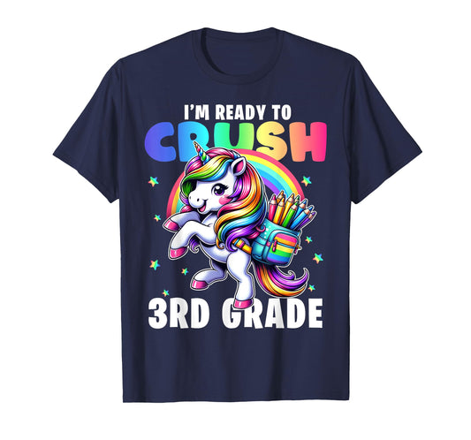 Crush 3rd Grade Girls Back to School Unicorn First Day Cute T-Shirt