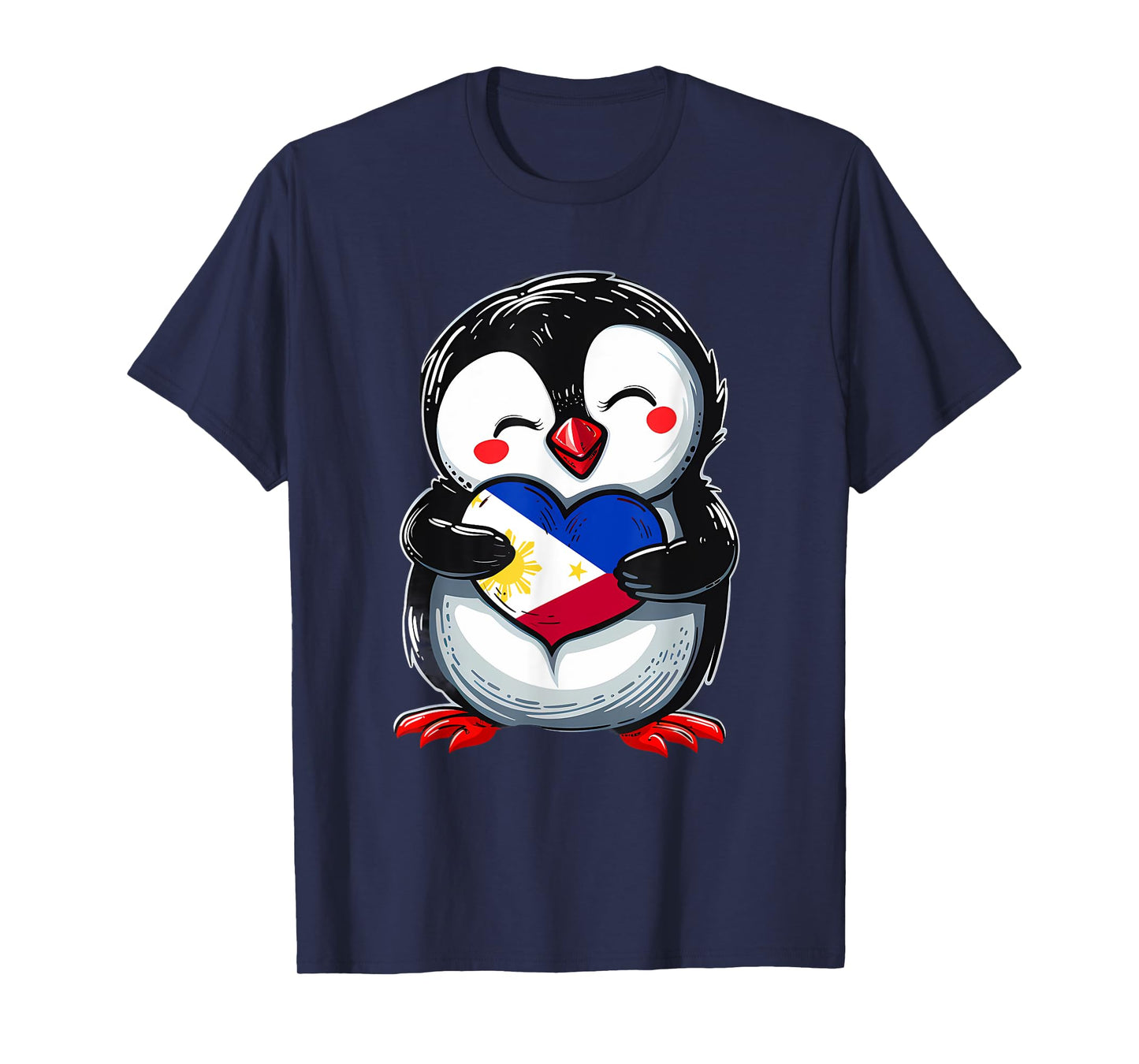 Philippines Flag Heart Penguin Filipino Pride Filipino Roots T-Shirt