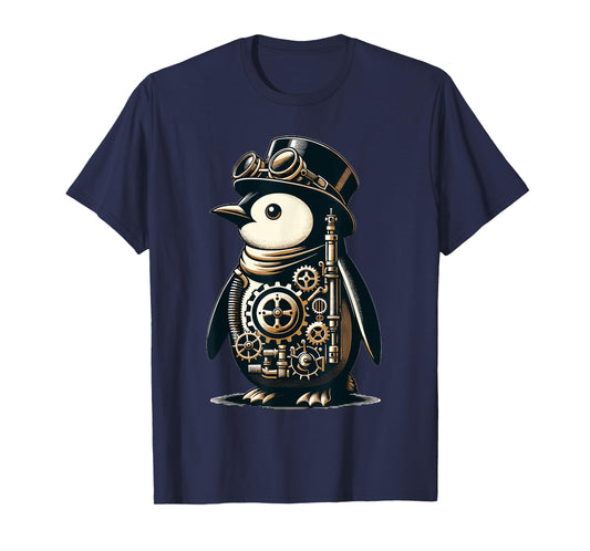 Cool Steampunk Aesthetic Penguin Lover Vintage Penguin T-Shirt