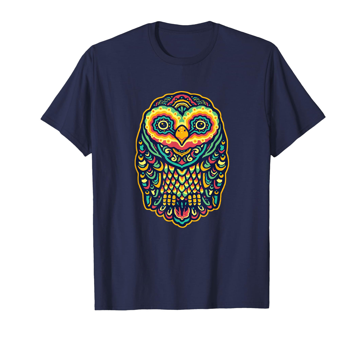 Psychedelic Owl Art Trippy Colors Colorful Rave Party Bird T-Shirt