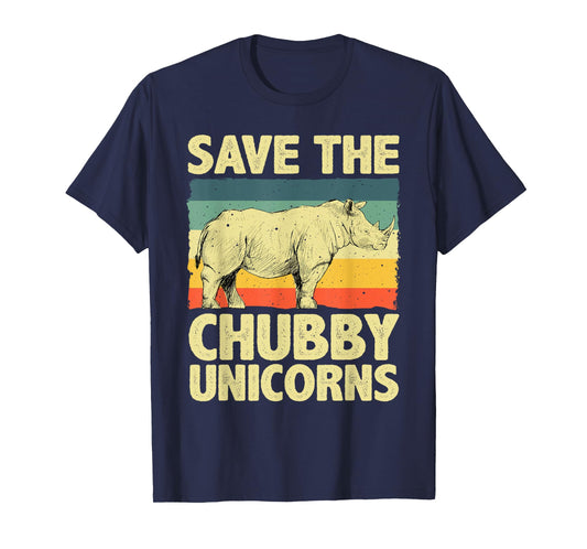 Cool Rhino For Men Women Save The Chubby Unicorn Rhinoceros T-Shirt