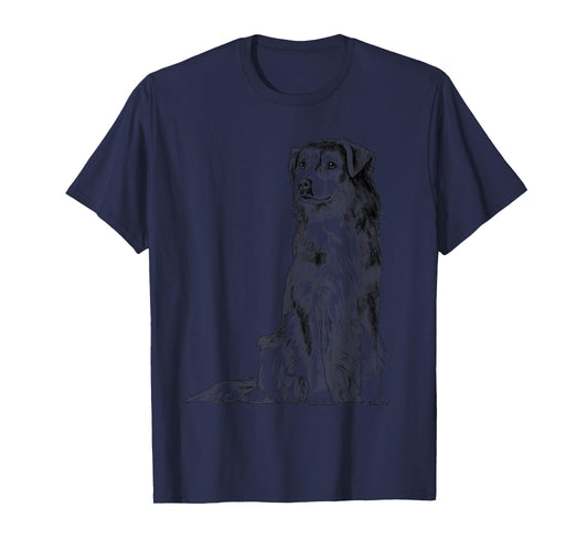 Sitting Dog English Shepherd T-Shirt for Men Women Kids