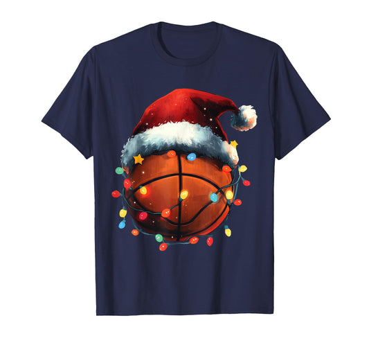 Basketball Player Xmas Santa Hat Basketball Funny Christmas T-Shirt