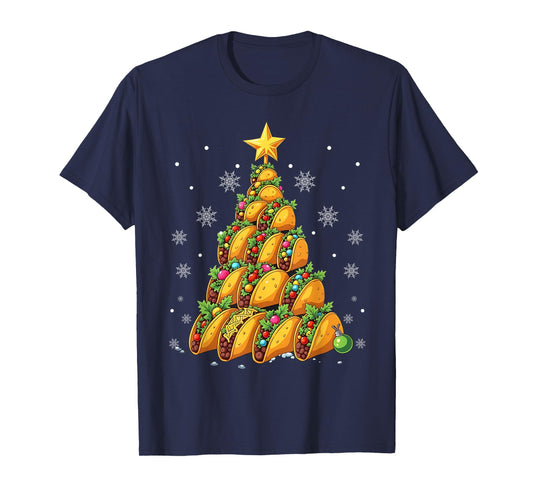 Taco Christmas Tree Xmas Mexican Food Men Women Kids T-Shirt