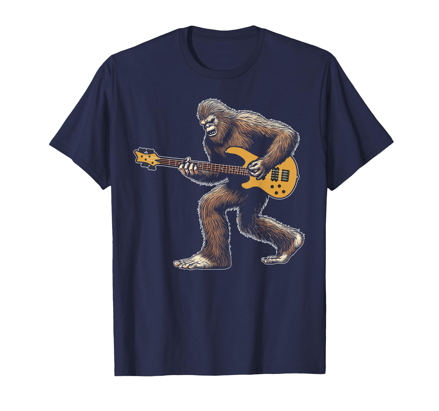 Bigfoot playing bass guitar lovers for men women guitarist T-Shirt