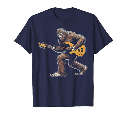 Bigfoot playing bass guitar lovers for men women guitarist T-Shirt