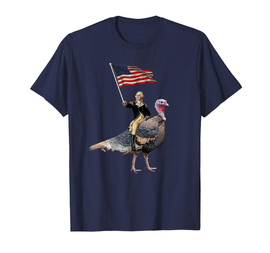 George Washington Riding A Turkey Funny Thanksgiving T-Shirt