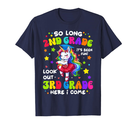 2nd Grade Graduation Girl 3rd Grade Here I Come Unicorn Grad T-Shirt