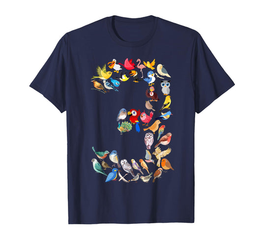 Toddler 3rd Birthday Birds Themed 3 Year Old Kids Bird Lover T-Shirt