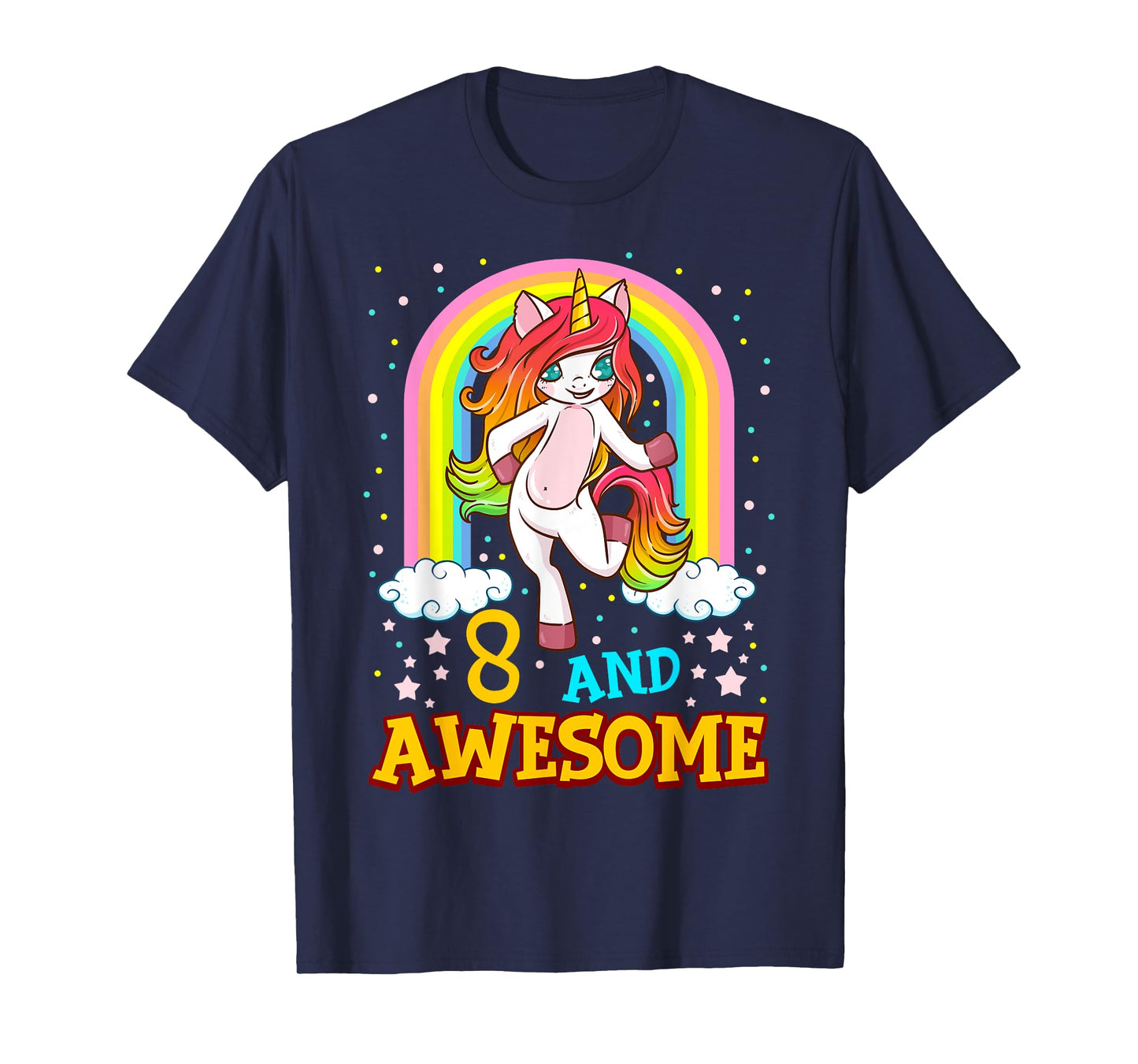 Girls 8th Birthday Unicorn T-Shirt Gift For 8 Year Old Party T-Shirt