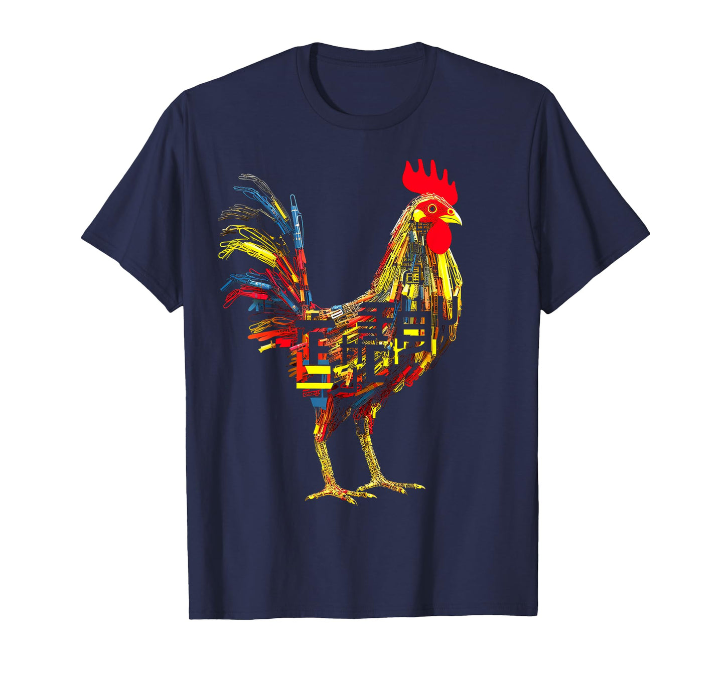 Chicken Text Abstract Animal Art Graphic Chicken T-Shirt