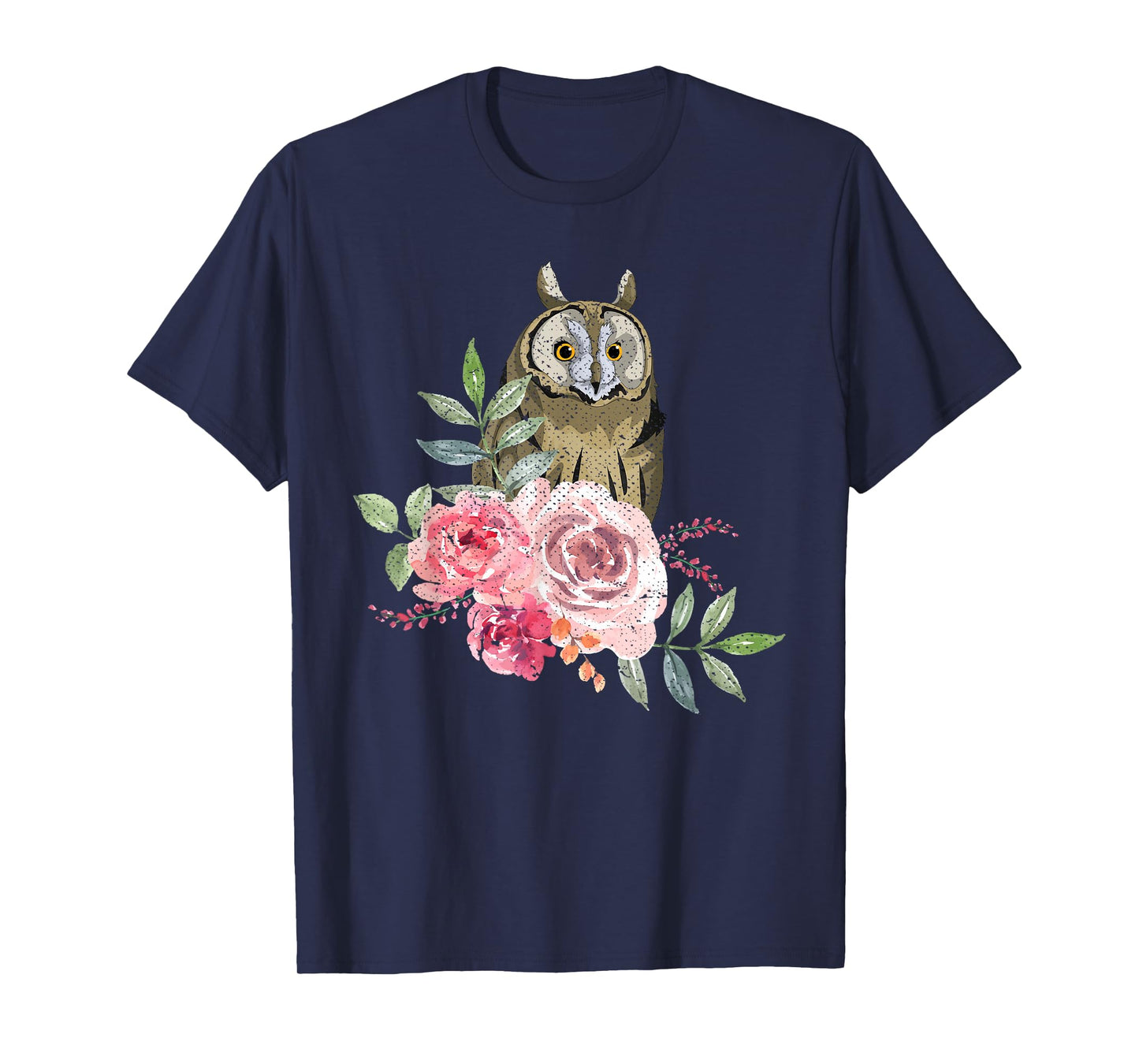 Owl Lover Flower Roses Wise Bird Animal Vintage Owl T-Shirt
