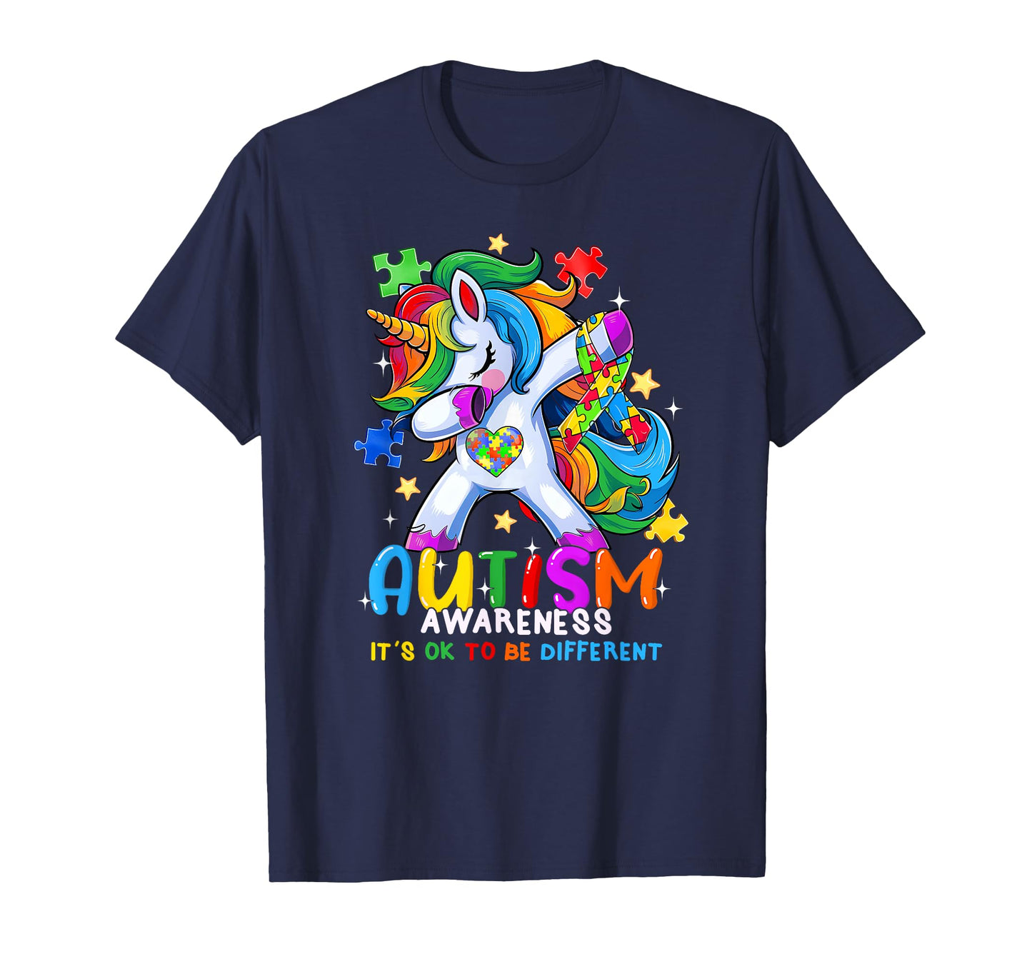 Autism Awareness OK To Be Different Dabbing Unicorn Women T-Shirt