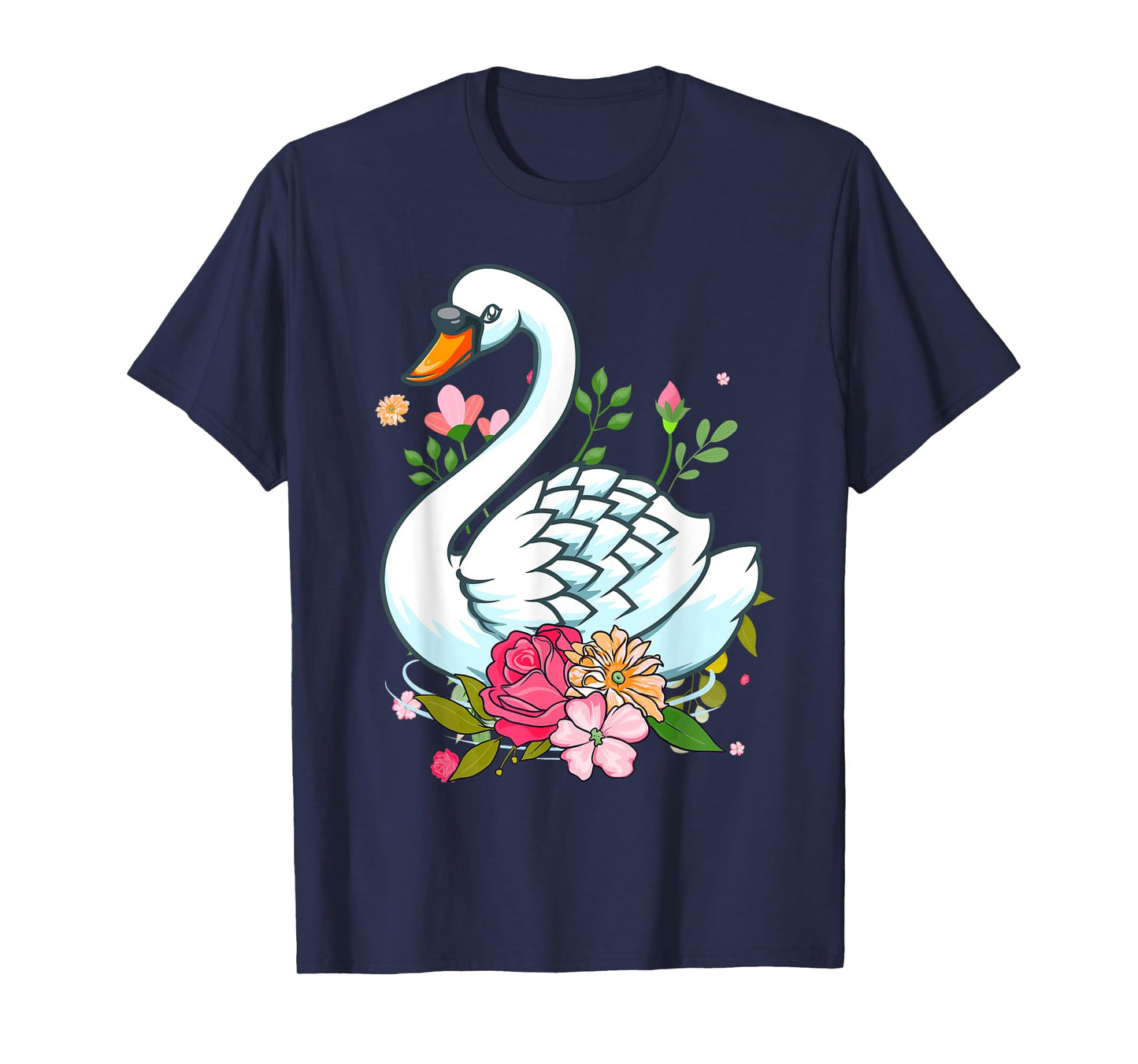Cool Swan For Women Girls Swans Floral Waterfowl Bird Flower T-Shirt