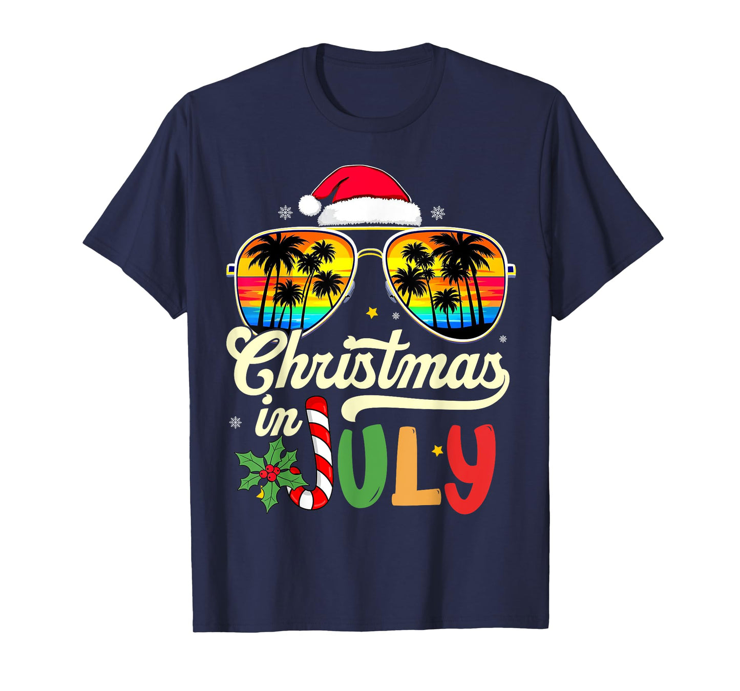 Xmas In July Sunglasses Beach Tropical Summer Vibes Santa T-Shirt