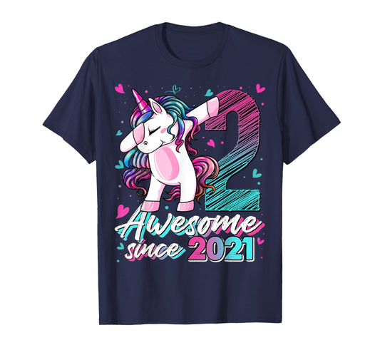 2 Years Old Dabbing Unicorn Gifts 2nd Birthday Girl Party T-Shirt