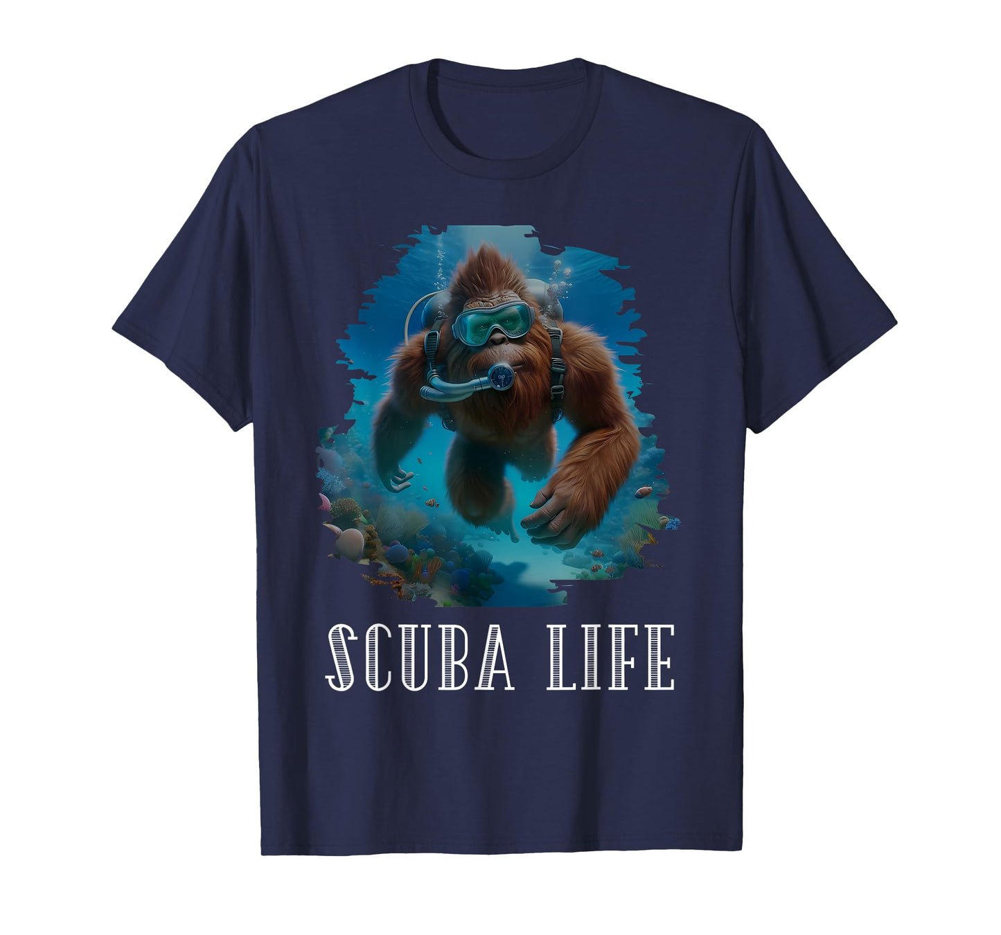 Funny Bigfoot Scuba Diving Scuba Diver Sasquatch Hawaiian T-Shirt