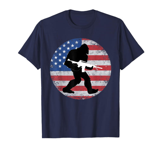 Bigfoot Gun Owner Tee US American Flag Sasquatch AR15 Rifle T-Shirt for Women Men