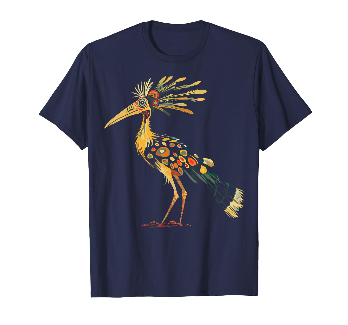 Tribal Bird Abstract Orange and Black Design T-Shirt