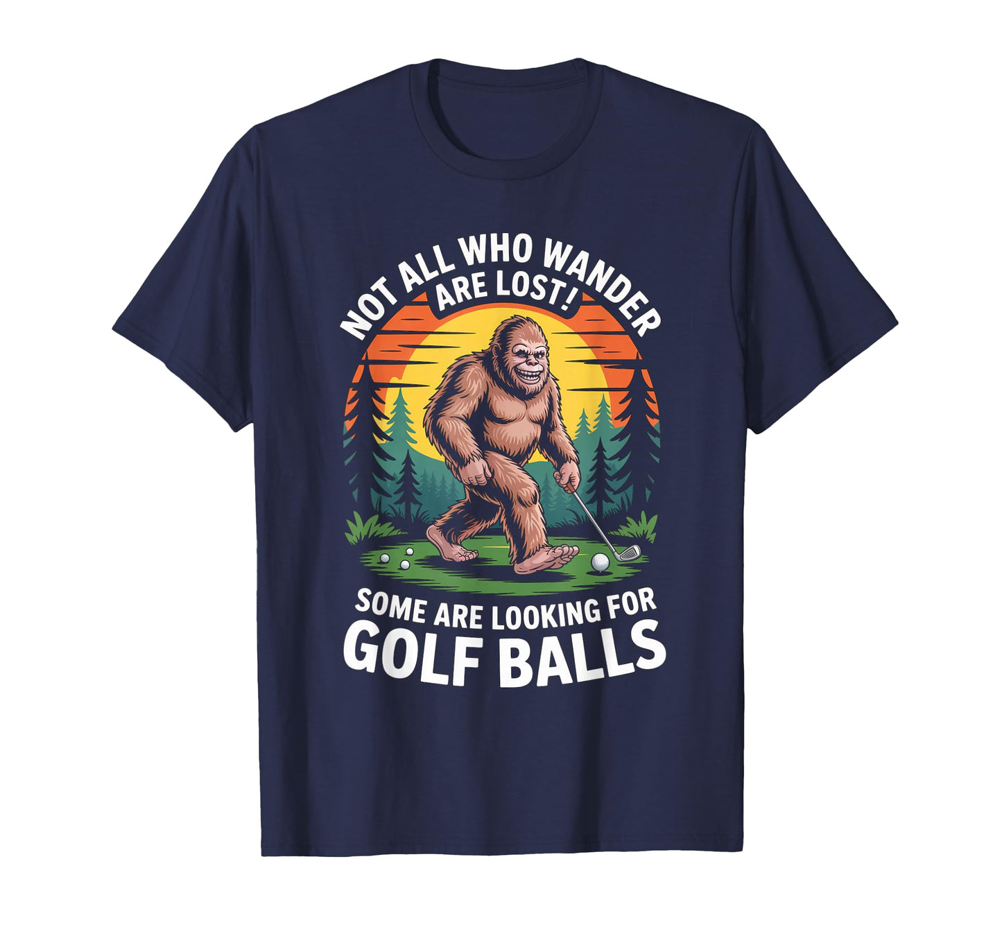Funny Bigfoot Golf Pun Graphic Retro Humor T-Shirt