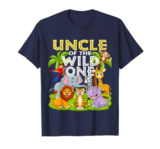 Uncle Of The Wild One 1st Birthday Zoo Animal Safari Jungle T-Shirt