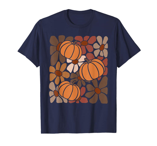 Wildflower Pumpkin Season Autumn Fall Leaves Thanksgiving T-Shirt