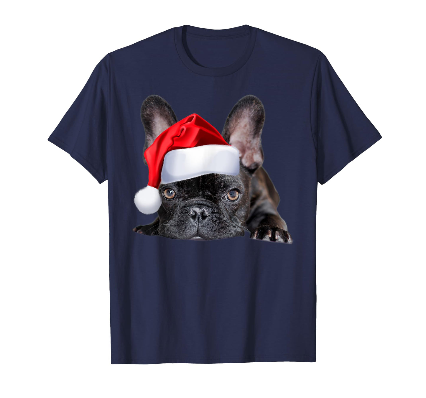 Cute French Bulldog Santa Hat Frenchie Image Christmas Gift T-Shirt