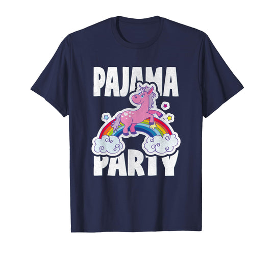Pajama Party Retro Cute Unicorn Rainbow Bed Time PJ T-Shirt