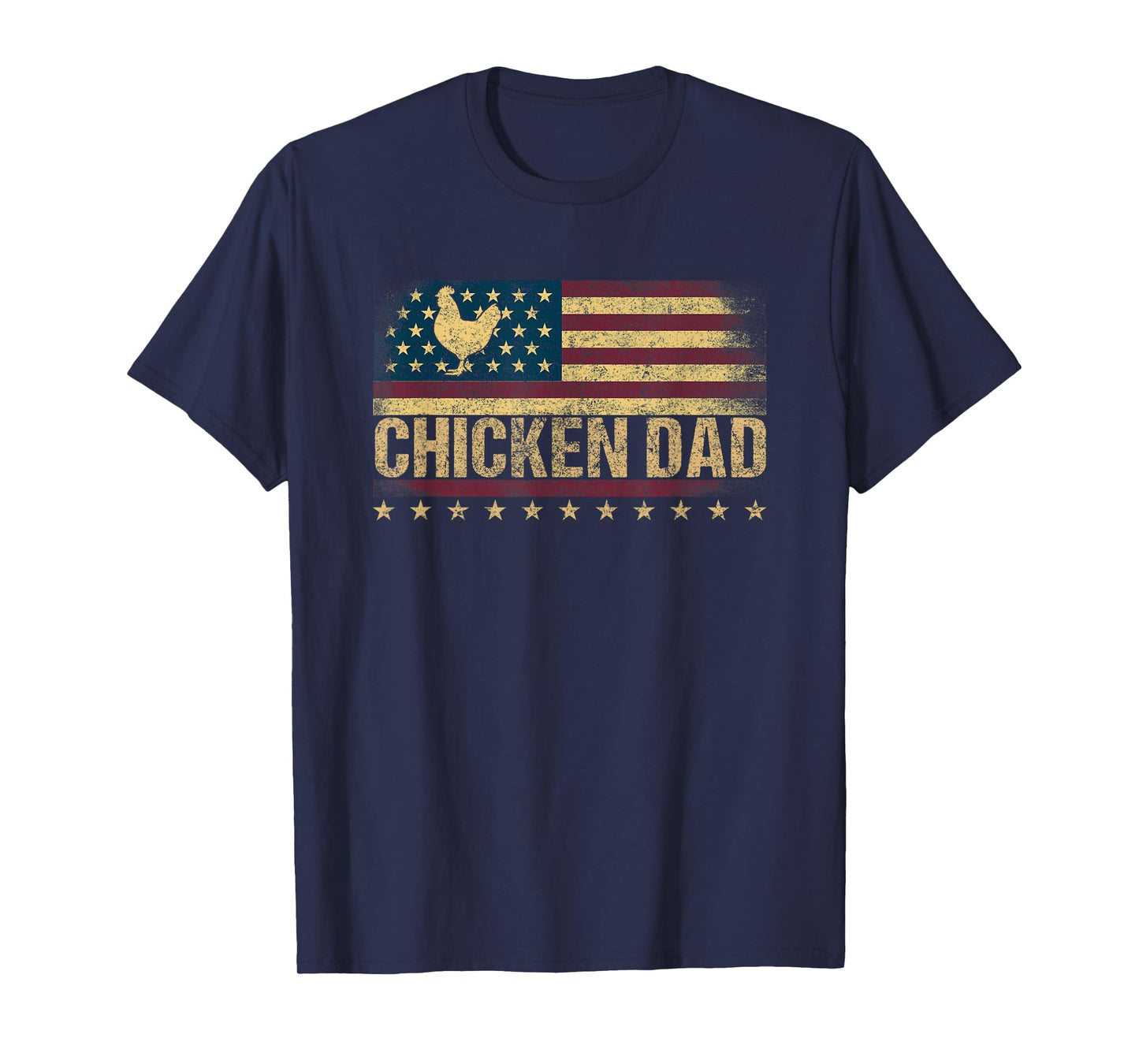Vintage USA Flag Chicken Dad Stars T-Shirt