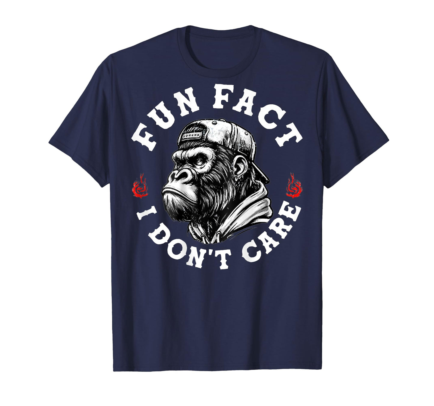 (ON Back) Fun Fact I Don't Care Funny Monkey Saying Quote T-Shirt