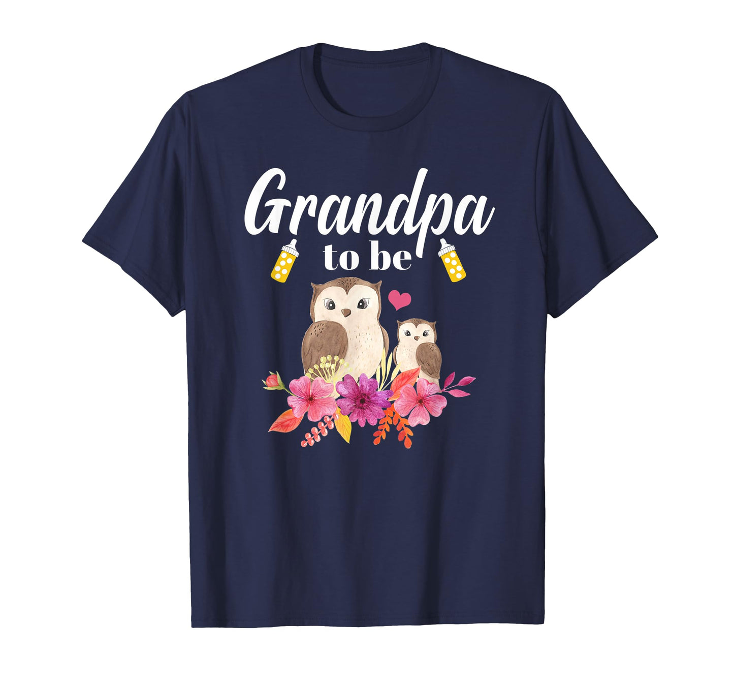 Mens Grandpa To Be Owl Baby Shower T-Shirt