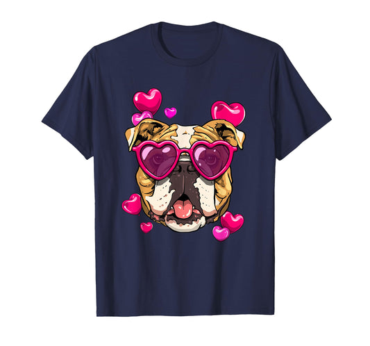 Valentines Day American Bulldog Heart Couples Dog Lover T-Shirt