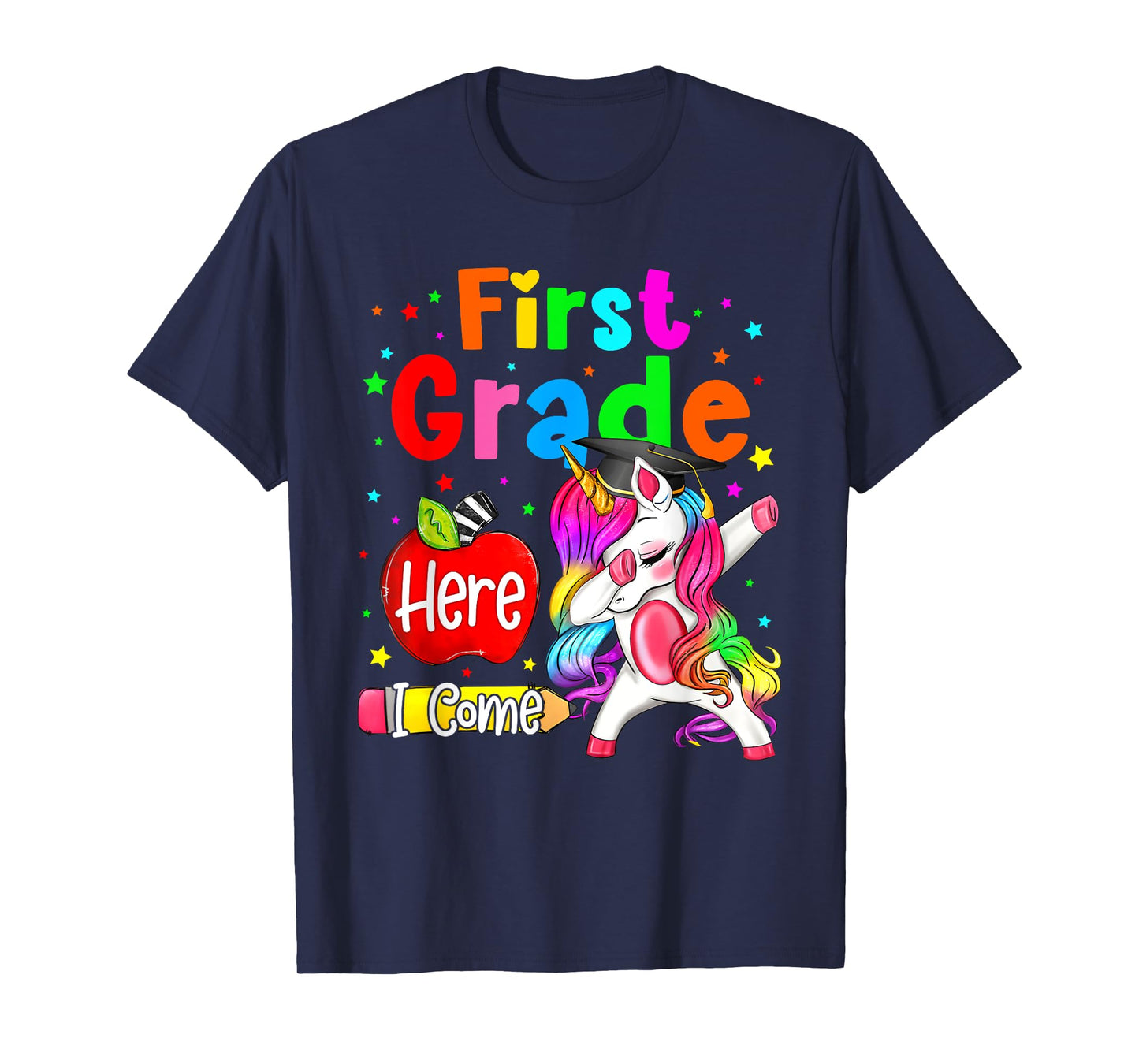 First Grade Here I Come Unicorn Girls Kids Back To School T-Shirt