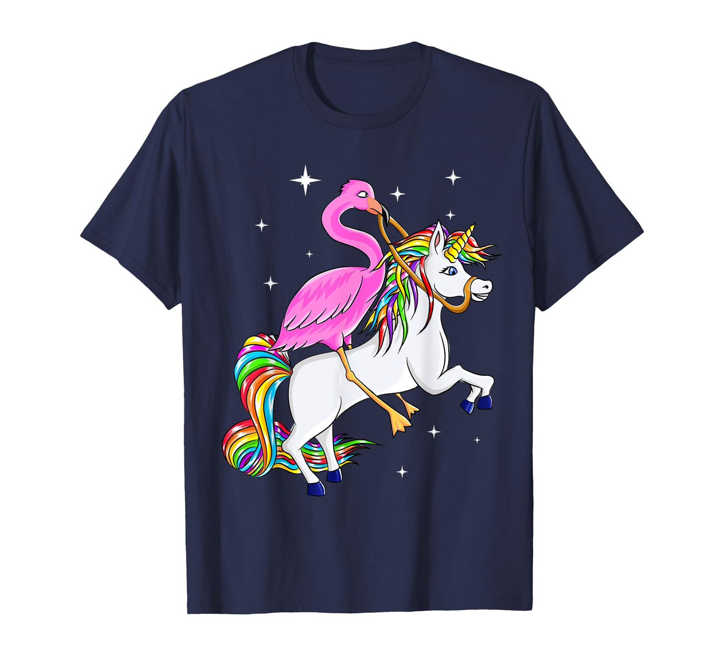 Flamingo Riding Unicorn Pink Flamingo Gift Kids Women T-Shirt