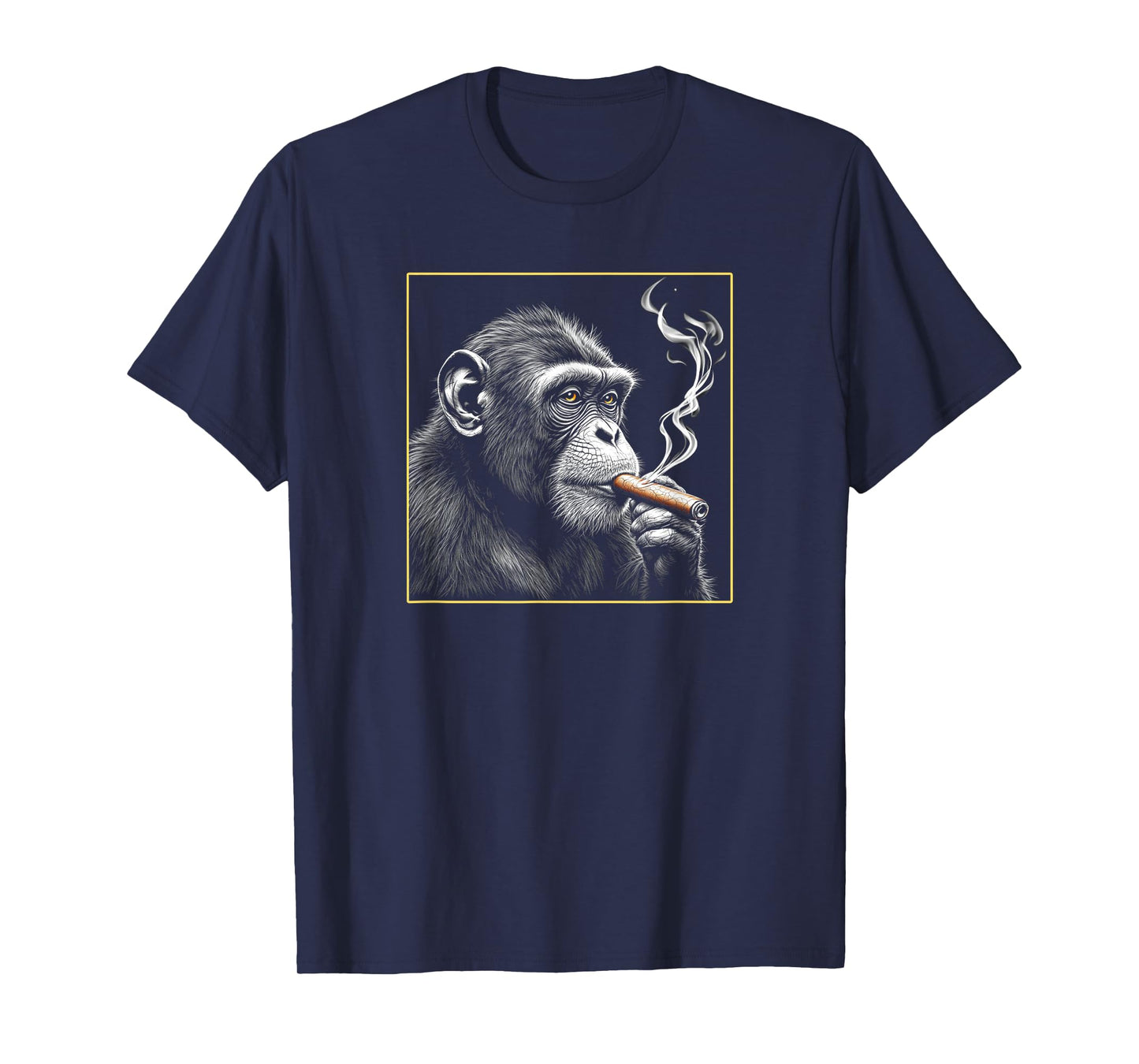 Monkey Smoking a Cigar, Funny Zoo Ape Animal Art Graphic T-Shirt